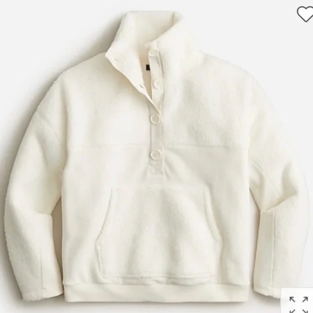New J Crew Teddy sherpa button-front sweatshirt soft shell fleece jacket sz XXS
